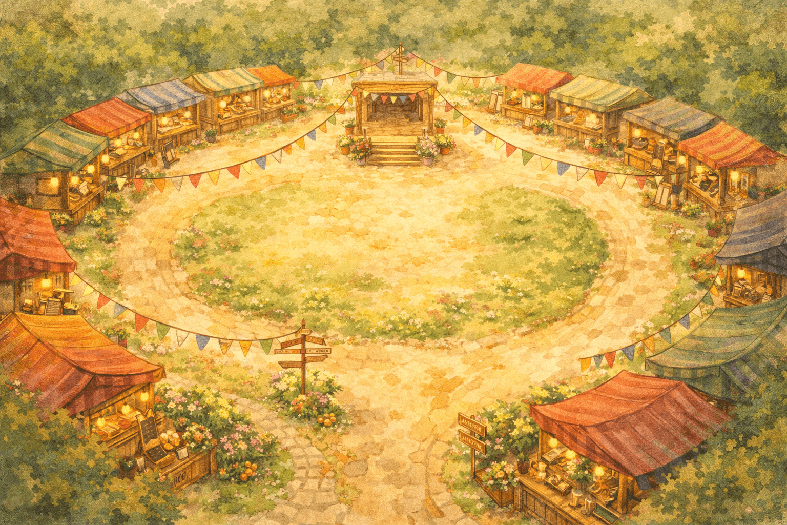A bird's-eye view of a beautifully organized festival layout